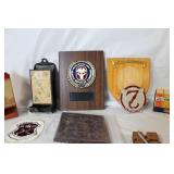 Mixed Lot of Military Plaques, Game Sets, Patches, and Small Collectibles