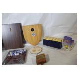 Mixed Lot of Military Plaques, Game Sets, Patches, and Small Collectibles