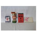 Vintage Collection: Bicycle Pinochle Cards, Chalkware Bear, Big 5 Scratch Pad, Petite Booklet