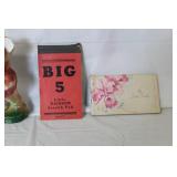 Vintage Collection: Bicycle Pinochle Cards, Chalkware Bear, Big 5 Scratch Pad, Petite Booklet