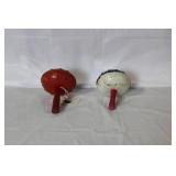 Pair of Vintage Hand-Painted Metal Spinning Tops