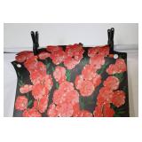 Pair of Vintage Floral Art Posters with Pink Blossoms and Green Vase 37x23 in