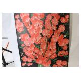 Pair of Vintage Floral Art Posters with Pink Blossoms and Green Vase 37x23 in