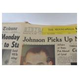 Collection of Historic Newspapers Including Political Headlines and Major Events