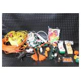 Lot of Extension Cords, Timers, Electrical Adapters, and Wrap-It Straps