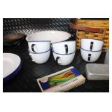 Vintage Picnic Set with Enamelware, Metal Basket, and Accessories