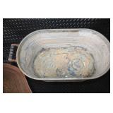 Vintage Oval Metal Wash Tub with Lid and Handles
