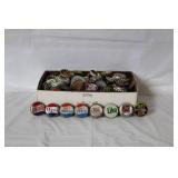 Vintage Soda Bottle Cap Collection including Pepsi, 7up, Diet Rite, and Tab