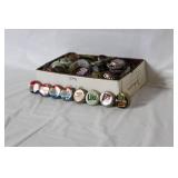 Vintage Soda Bottle Cap Collection including Pepsi, 7up, Diet Rite, and Tab