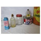 Collection of 9 Vintage Advertising Tins, Jars, and Containers
