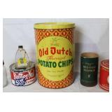 Collection of 9 Vintage Advertising Tins, Jars, and Containers