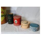 Collection of 9 Vintage Advertising Tins, Jars, and Containers