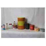 Collection of 9 Vintage Advertising Tins, Jars, and Containers