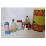 Collection of 9 Vintage Advertising Tins, Jars, and Containers
