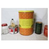 Collection of 9 Vintage Advertising Tins, Jars, and Containers