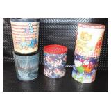 Set of 5 Holiday and Bear-Themed Decorative Popcorn Tins