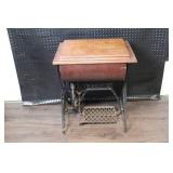 Vintage Singer Treadle Sewing Machine Table with Wood Cabinet