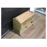 Vintage Wooden Drop Leaf Magazine Table with Ornate Carving