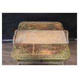 Vintage Wooden Drop Leaf Magazine Table with Ornate Carving