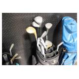 Lot of 3 Golf Club Sets with Bags and Pull Carts