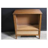 Vintage Wood Console Cabinet with Woven Front Panel