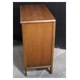 Vintage Wood Console Cabinet with Woven Front Panel