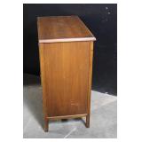 Vintage Wood Console Cabinet with Woven Front Panel