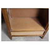 Vintage Wood Console Cabinet with Woven Front Panel
