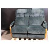 Double Reclining Loveseat with Wood Accents