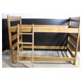 Wooden Bunk Bed Frame with Ladder