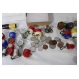 Collection of Vintage Coin Holders and Mixed Coins