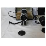 Vintage Sankyo Super CM 400 Movie Camera, Vixen Binoculars, and Vistar Tripod Set