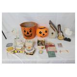 Vintage Halloween Buckets, Coasters, Bottle Caps, Guitar Decor, and Collectibles Lot
