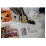 Vintage Halloween Buckets, Coasters, Bottle Caps, Guitar Decor, and Collectibles Lot
