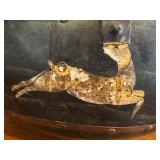 UL - Large Vintage Hand Painted Metal Rice Container with Indian Hunting Scene