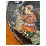 UL - Large Vintage Hand Painted Metal Rice Container with Indian Hunting Scene