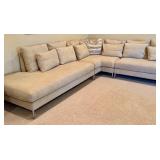Modern Beige L-Shaped Sectional Sofa with Chaise