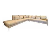 Modern Beige L-Shaped Sectional Sofa with Chaise