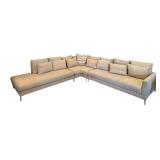 Modern Beige L-Shaped Sectional Sofa with Chaise