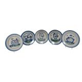 PTRY - Set of 5 Hand-Painted M. A. Hadley Farmhouse Dinner Plates