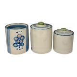PTRY - Set of 3 M.A. Hadley Pottery Canisters Goodies Cow Hen Assorted Sizes