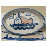 PTRY - Set of 2 M.A. Hadley Pottery Platters with Whale Design