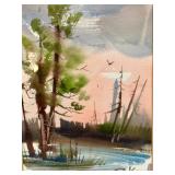 LLSTR - Pair of Framed Gerald Korte Original Watercolor Paintings