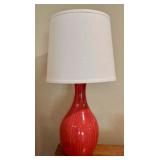 Orange Ceramic Table Lamp with White Shade