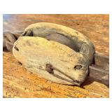LL - Antique Wooden Pulley Block with Iron Hook