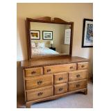LLBR - Vintage Davis Cabinet Company Chambord Walnut Dresser with Mirror
