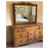 LLBR - Vintage Davis Cabinet Company Chambord Walnut Dresser with Mirror
