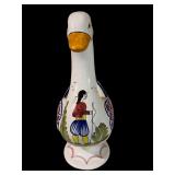 LLSTR - Quimper Style French Faience Duck Pitcher with Hand-Painted Design