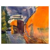 LLSTR - Framed Original Watercolor by Bela Petheo, 1975