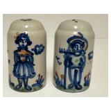 PTRY - M.A. Hadley Pottery Hand Painted Farmer and Wife Salt and Pepper Shakers